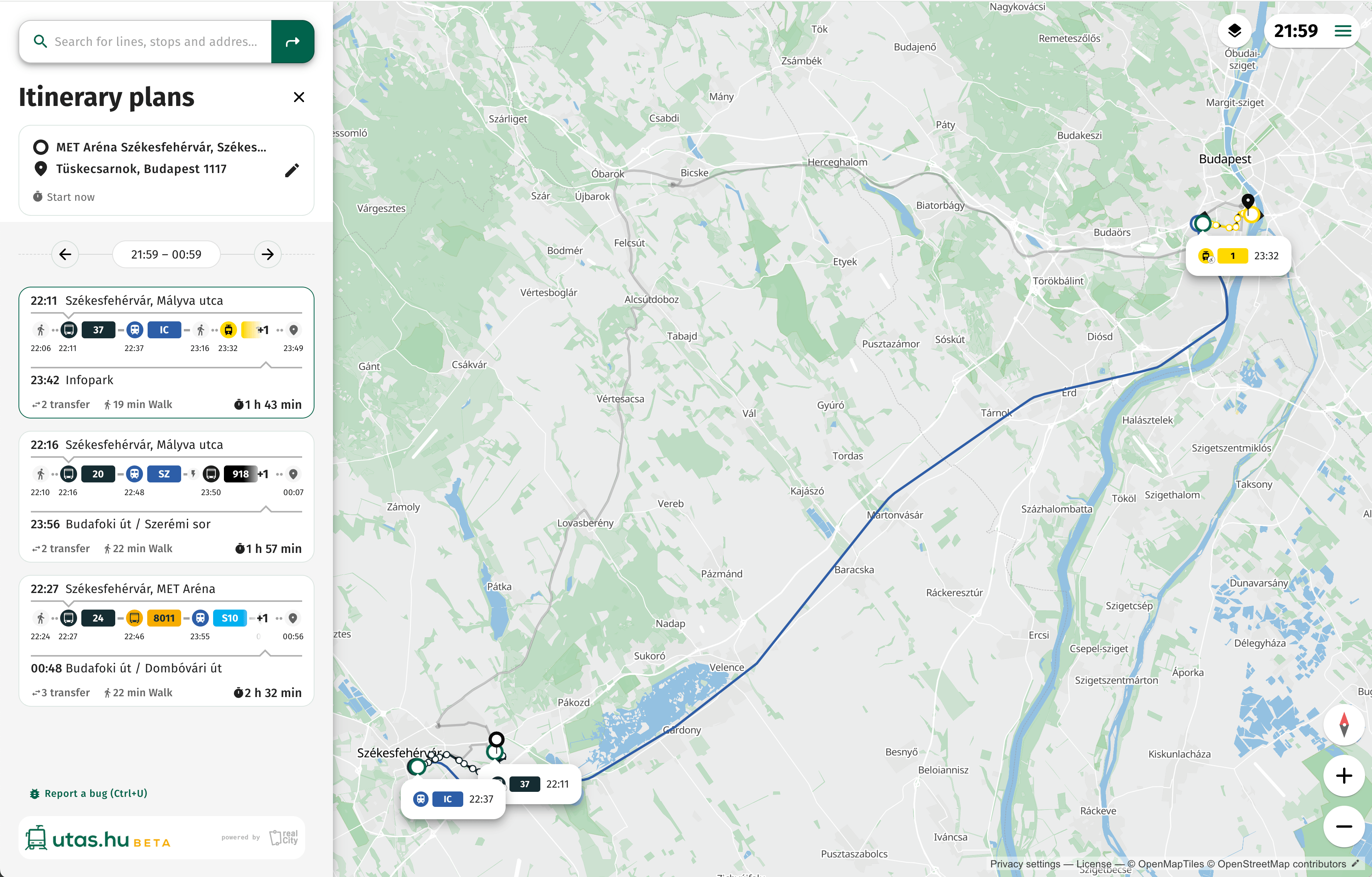 Itinerary plans in utas.hu